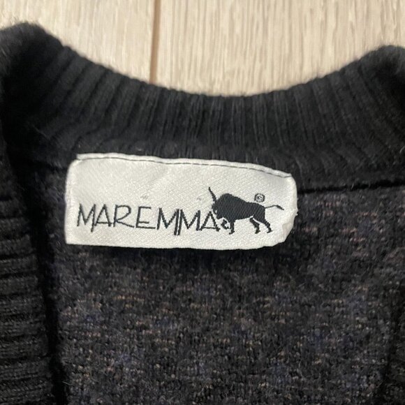 Maremma Wool Knit Cardigan Sweater V Neck Long Sleeves Black Multicolor Size 52 - Picture 8 of 11